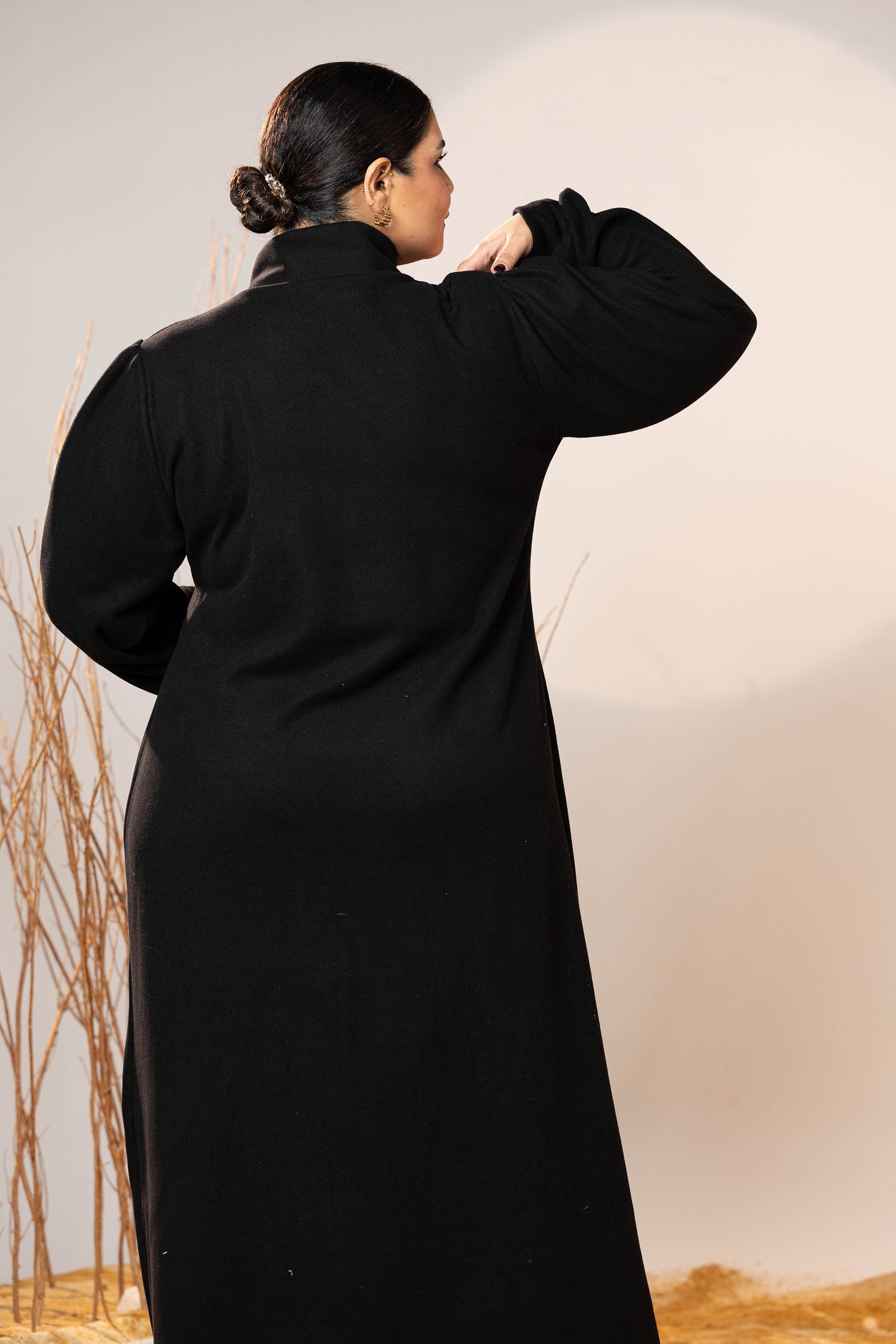 Soft Midnight Wool Maxi Dress