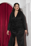 Starlight Drape Soirée Dress – Black