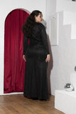 Starlight Drape Soirée Dress – Black