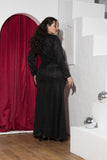 Starlight Drape Soirée Dress – Black