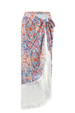 Sunset Paisley Wrap Skirt with Fringes