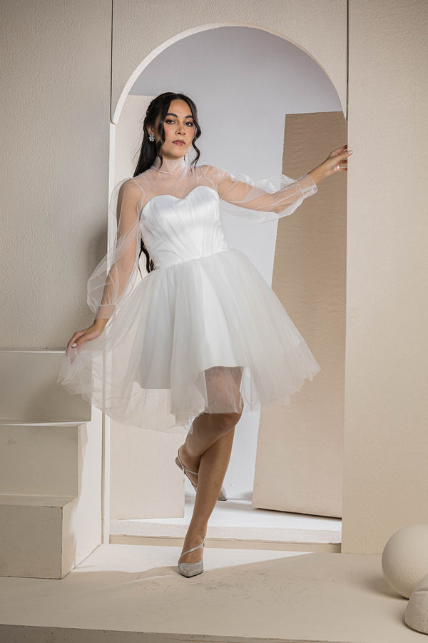 Sweetheart Mini Tulle Dress - White