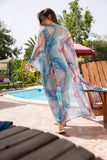 Teal Marble Tulle Kimono