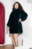 Teal Tie-Neck Velvet Soirée Dress