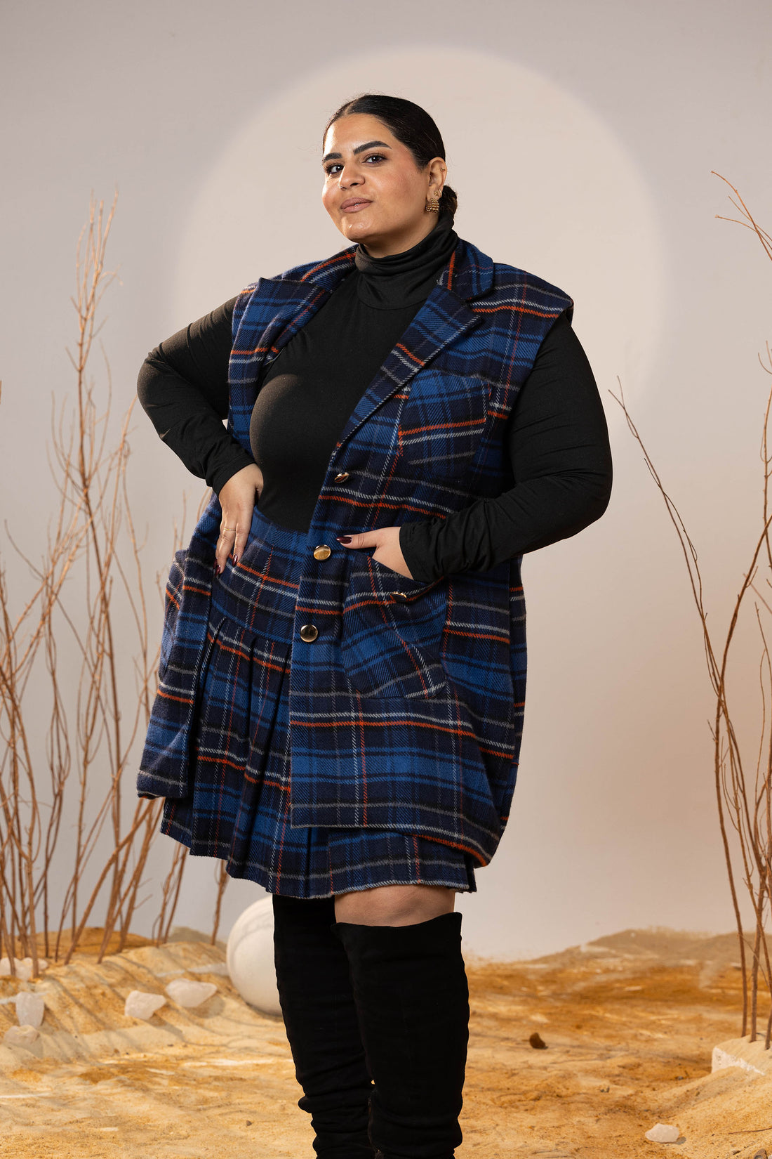 The Blue Winter Plaid Set