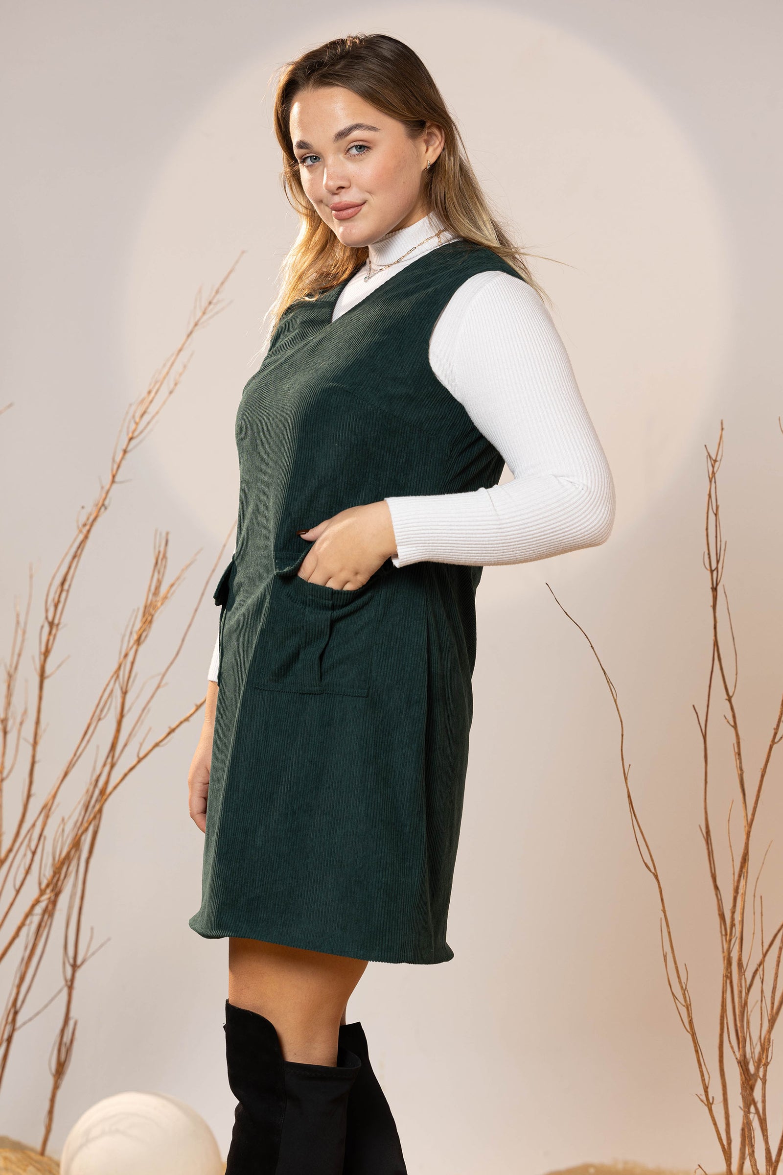 The Emerald Pocket Cord Dress