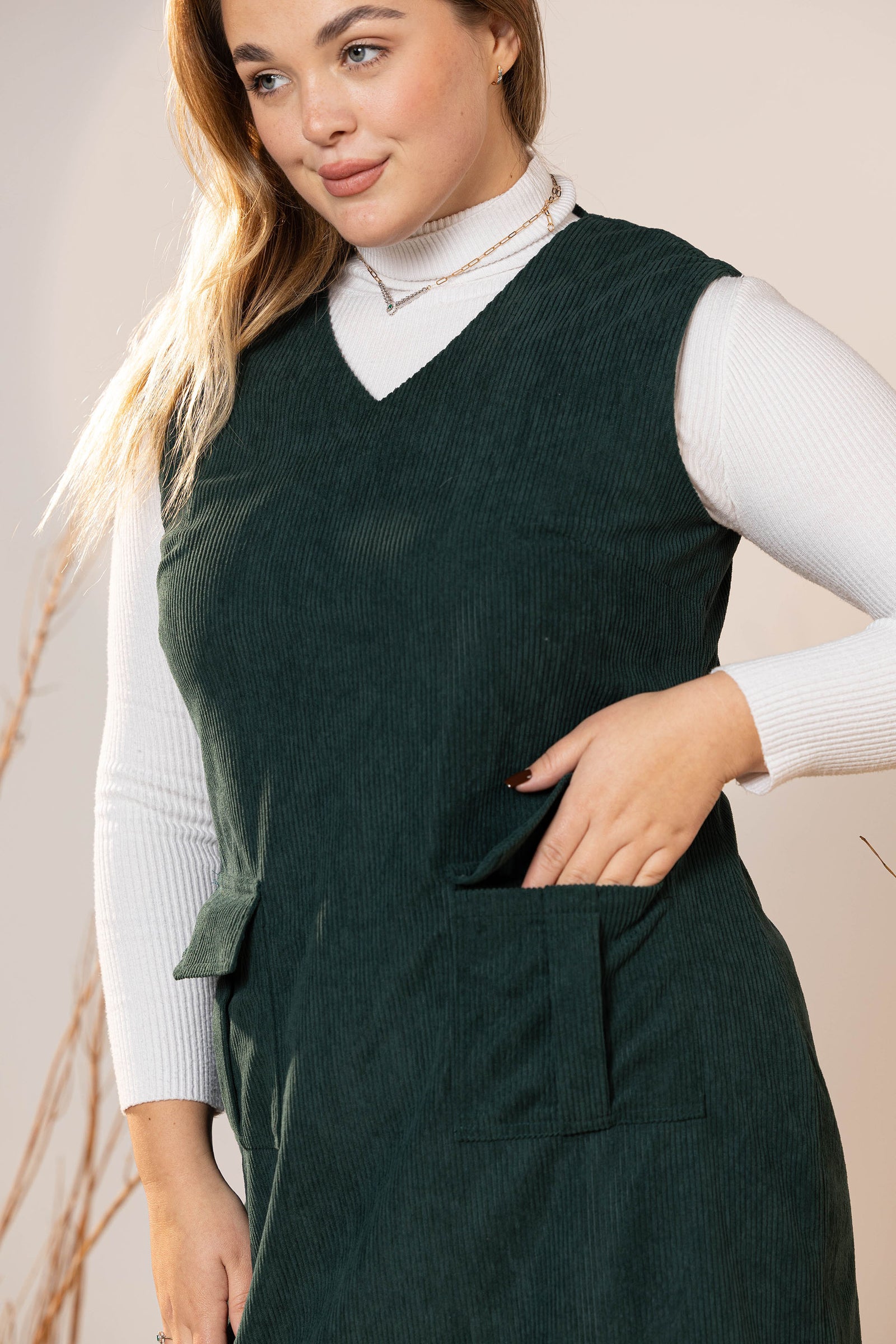 The Emerald Pocket Cord Dress