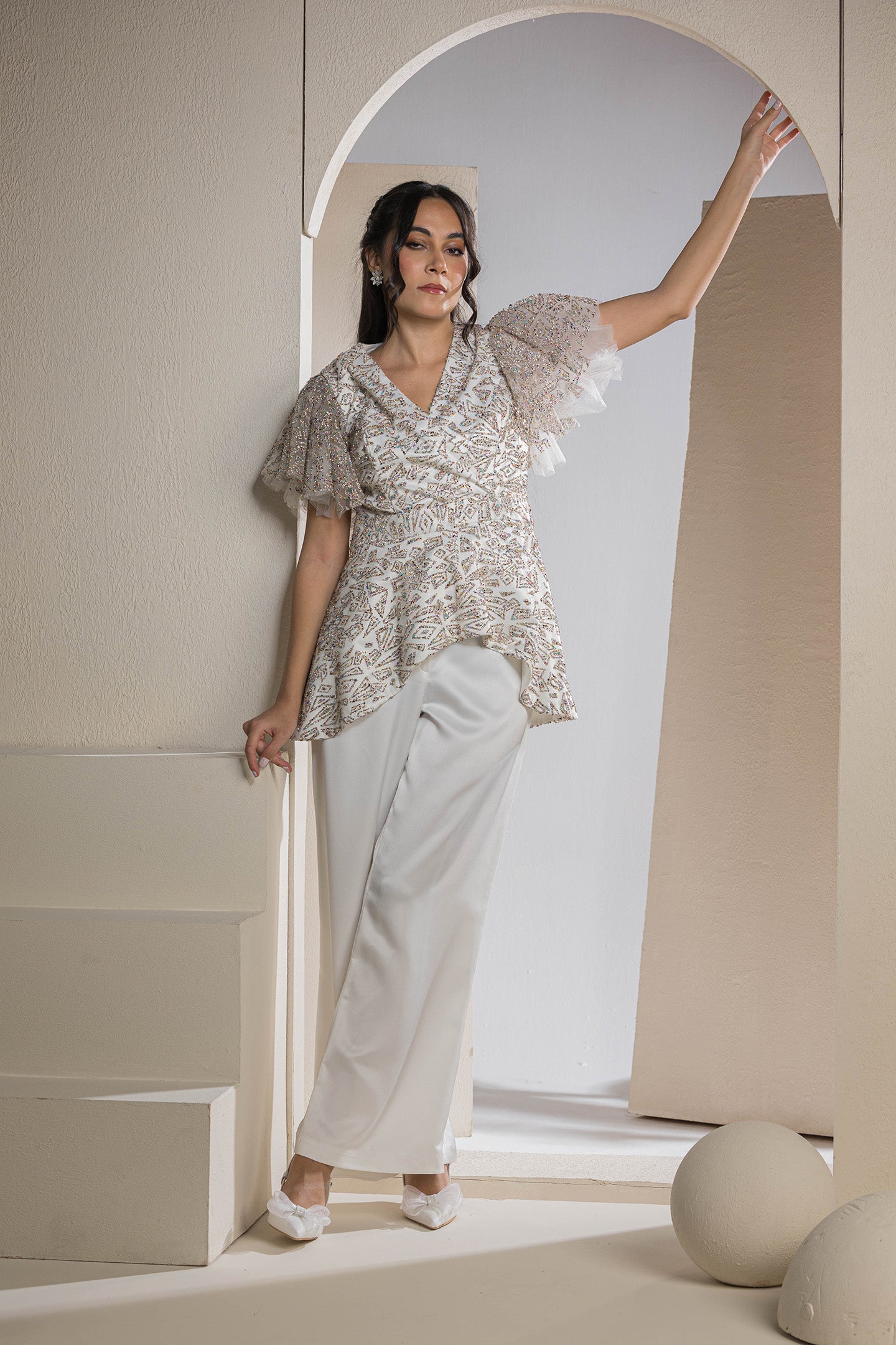 The Gleam Peplum - White