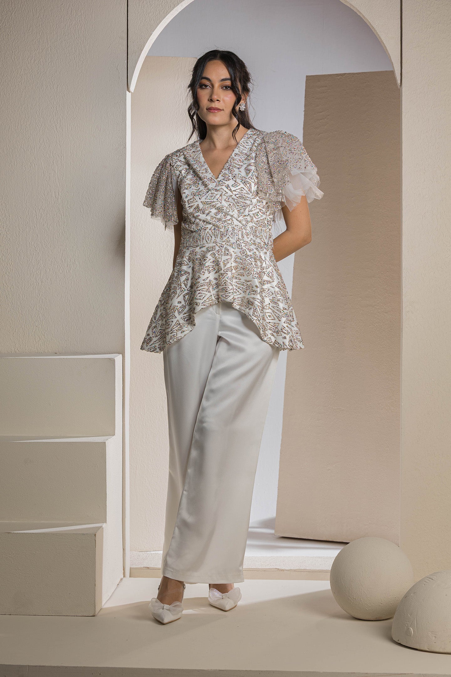 The Gleam Peplum - White