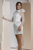 The Lace Bow Mini Dress - White