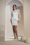 The Lace Bow Mini Dress - White