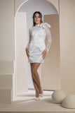 The Lace Bow Mini Dress - White