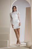 The Lace Bow Mini Dress - White