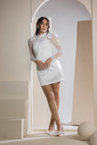 The Lace Bow Mini Dress - White