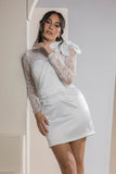 The Lace Bow Mini Dress - White