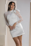 The Lace Bow Mini Dress - White