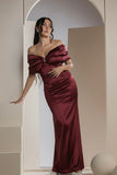 The Pearl Bow Dress - Maroon