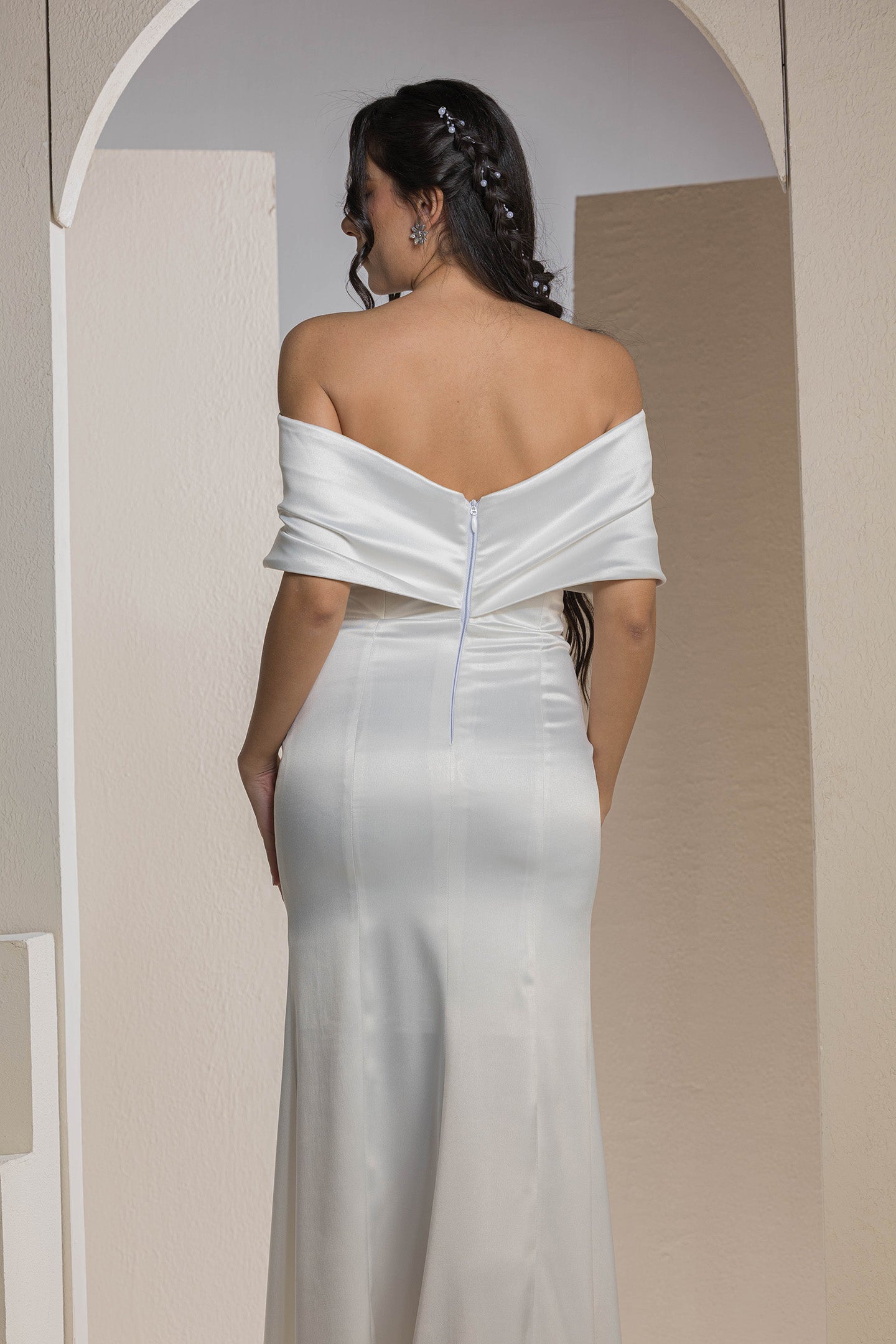 The Pearl Bow Dress - White
