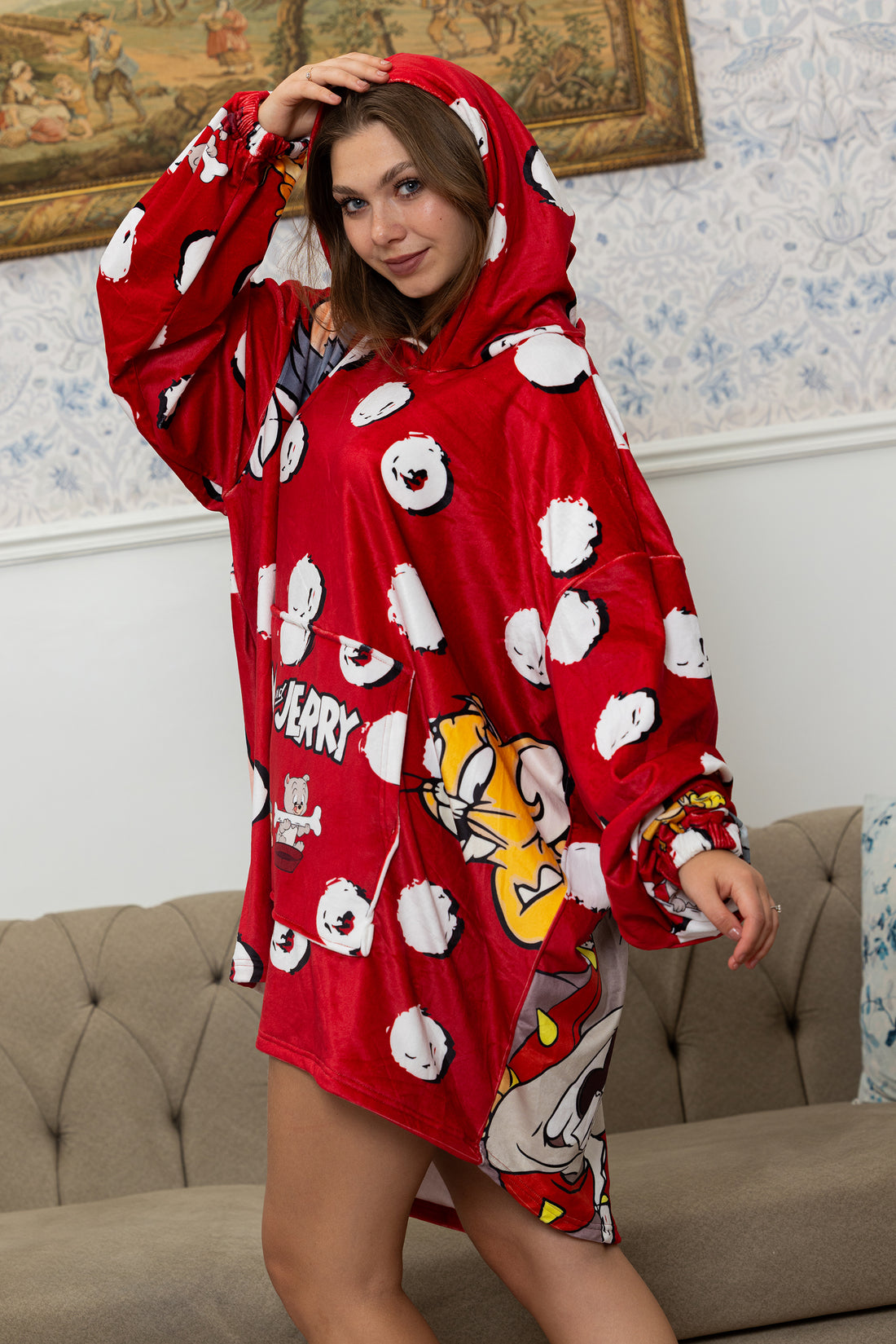The Playful Red Hoodie Blanket