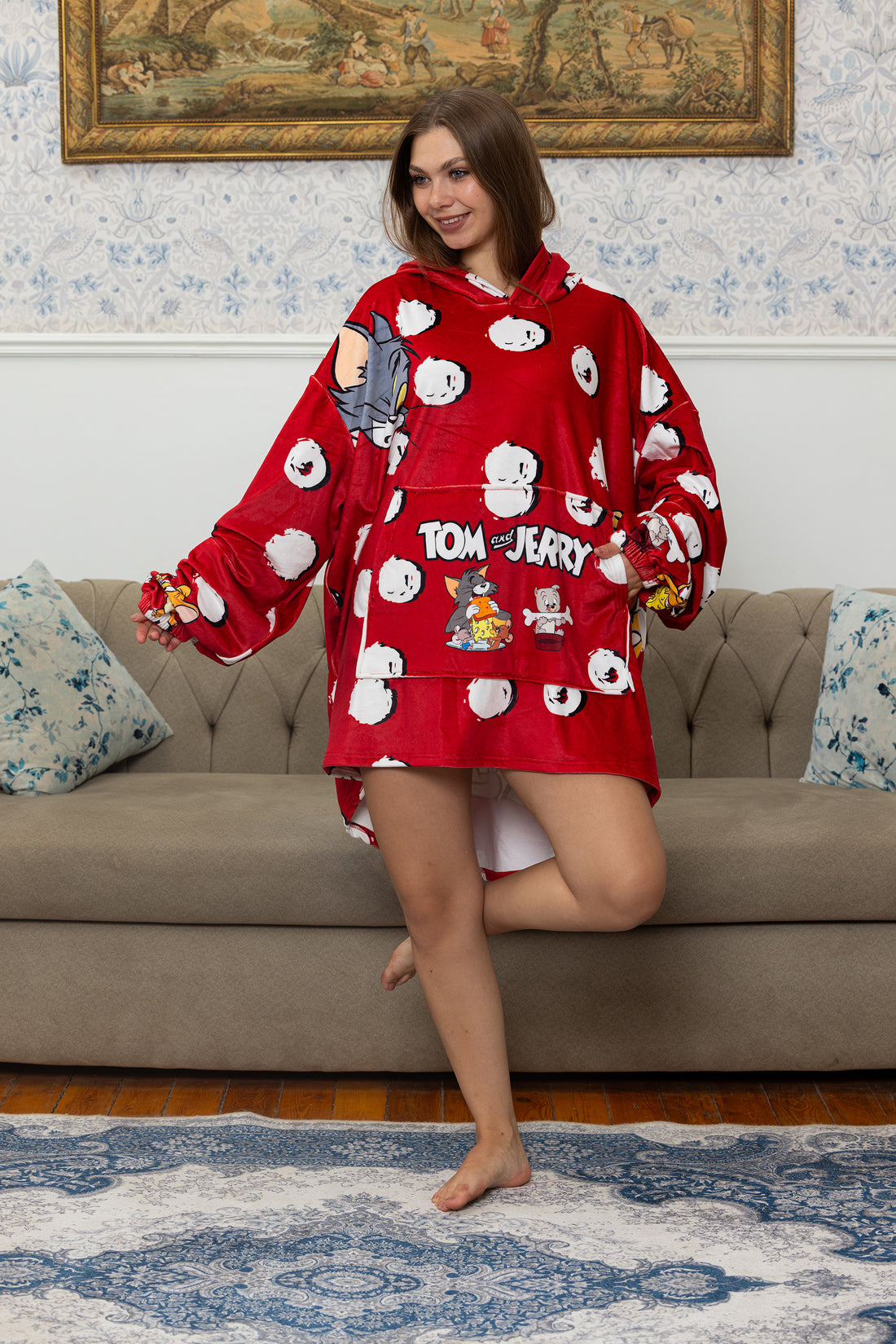 The Playful Red Hoodie Blanket