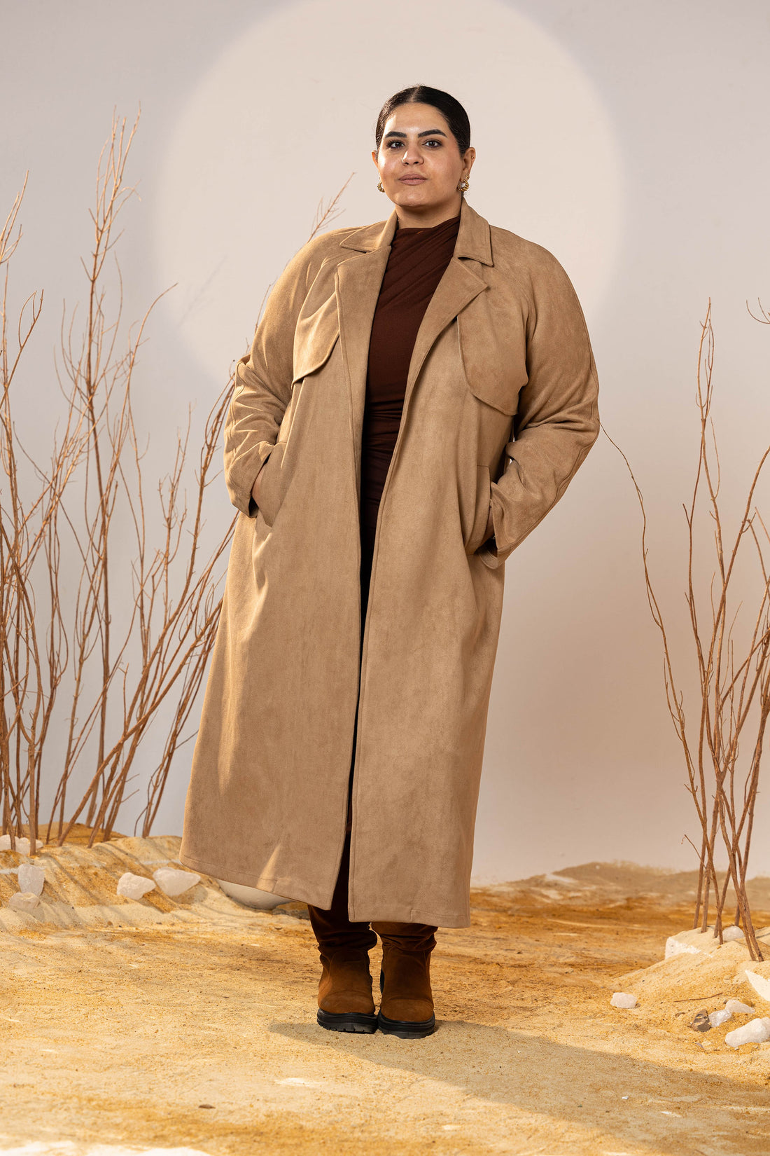 The Suede Trench Coat - Camel
