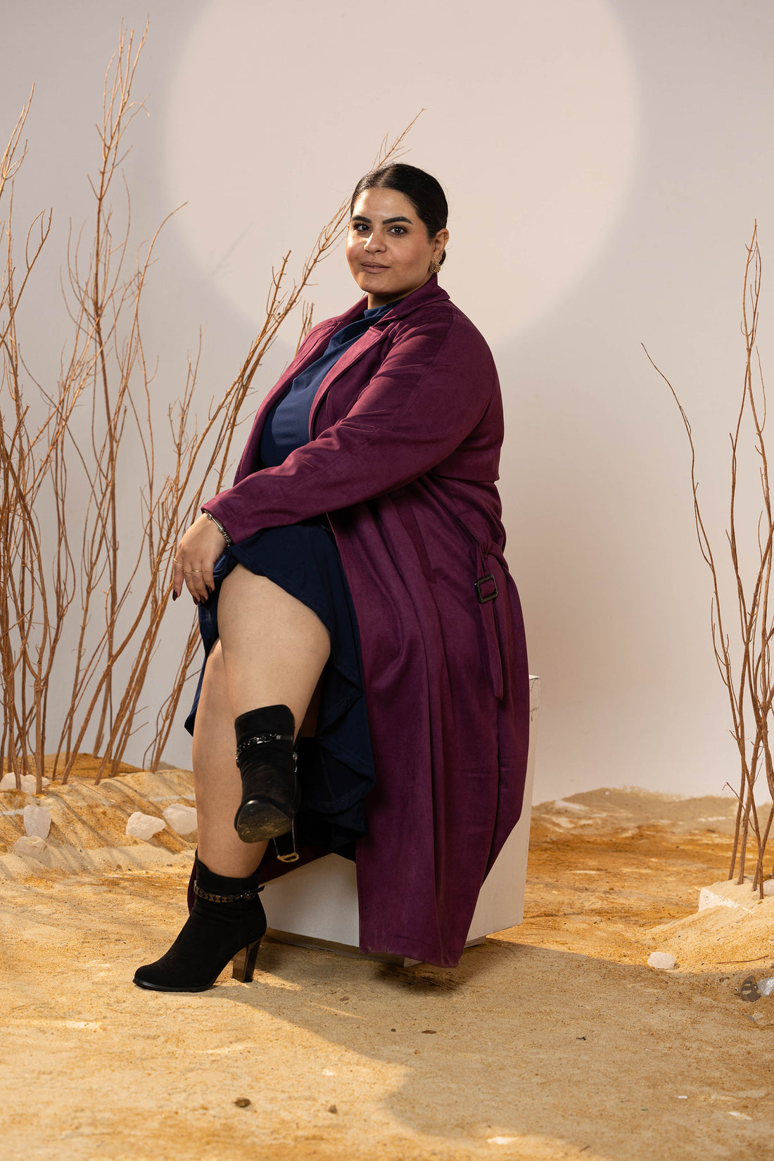 The Suede Trench Coat - Magenta