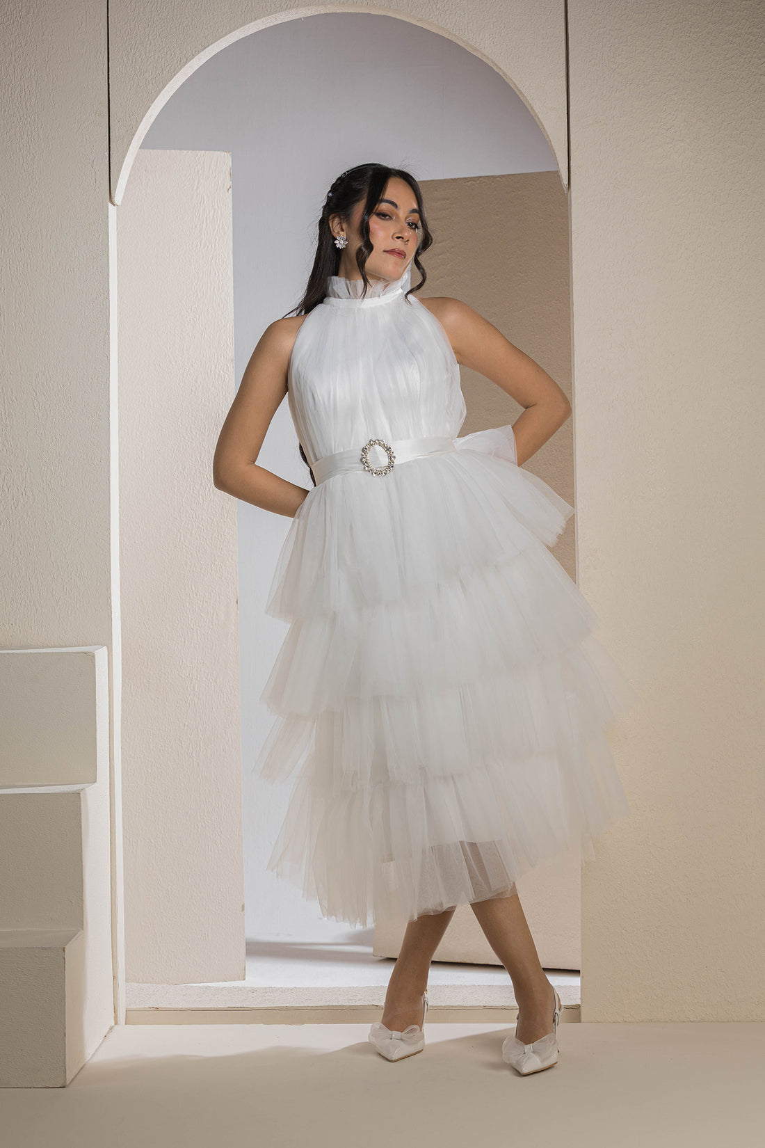 The Tulle Tier Dress - White