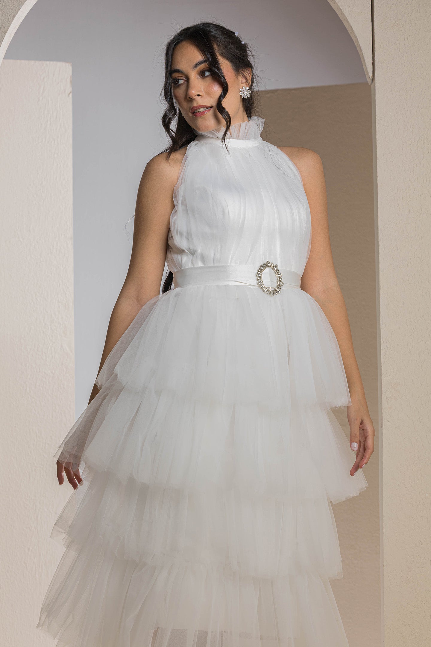 The Tulle Tier Dress - White