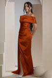 The Vow Satin Dress - Burnt Orange