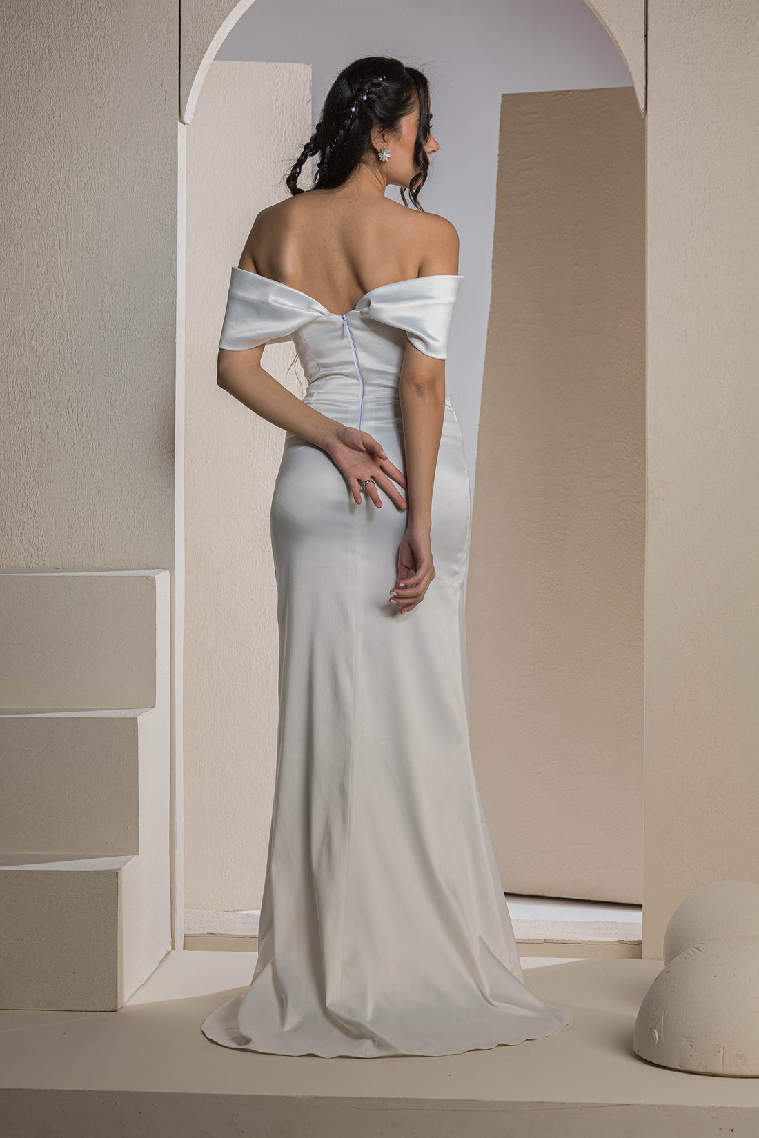 The Vow Satin Dress - White