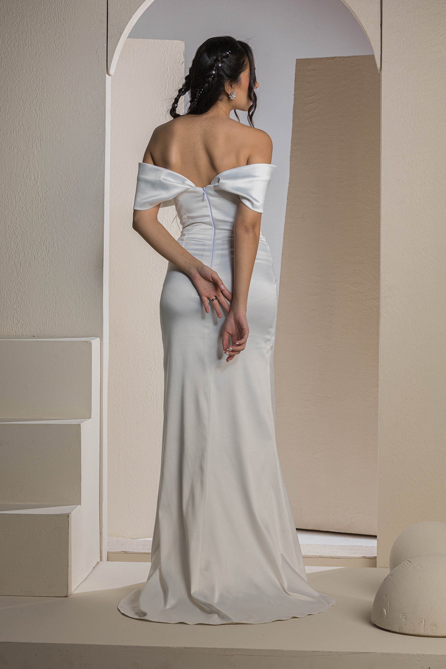 The Vow Satin Dress - White