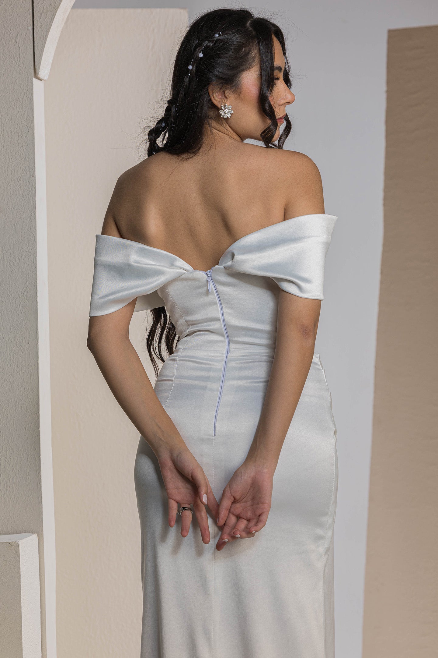 The Vow Satin Dress - White