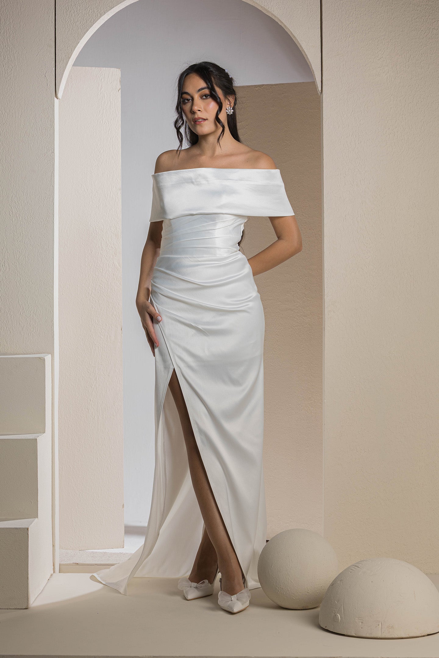 The Vow Satin Dress - White