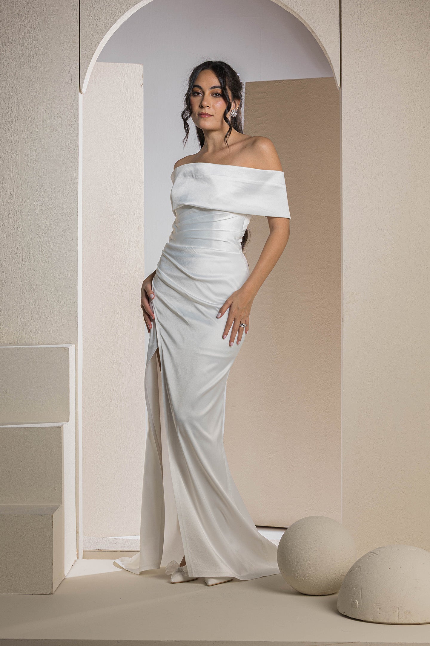 The Vow Satin Dress - White