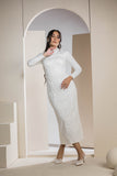 Timeless Lace Detail Midi Gown - White