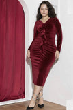 Velvet Cascade Soirée Dress – Maroon