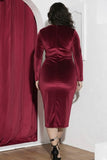 Velvet Cascade Soirée Dress – Maroon
