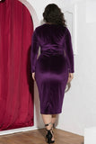 Velvet Cascade Soirée Dress – Purple
