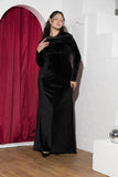 Velvet Drape Floor-Length Soirée Dress – Black