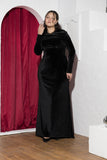 Velvet Drape Floor-Length Soirée Dress – Black