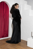 Velvet Drape Floor-Length Soirée Dress – Black
