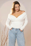 White Soft Wrap Top