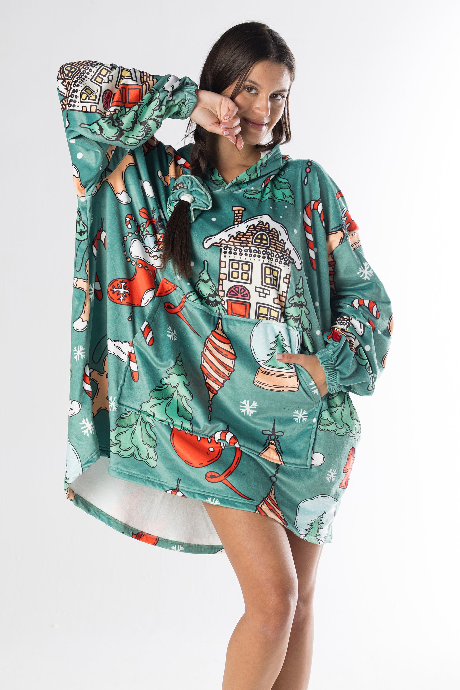 Winter Cabin Hoodie Blanket