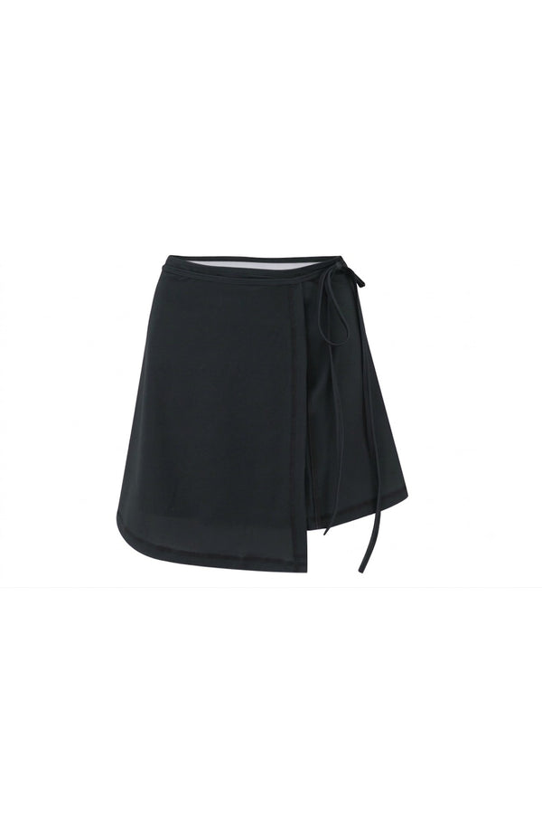 Wrap skirt swimsuit cover up - Black