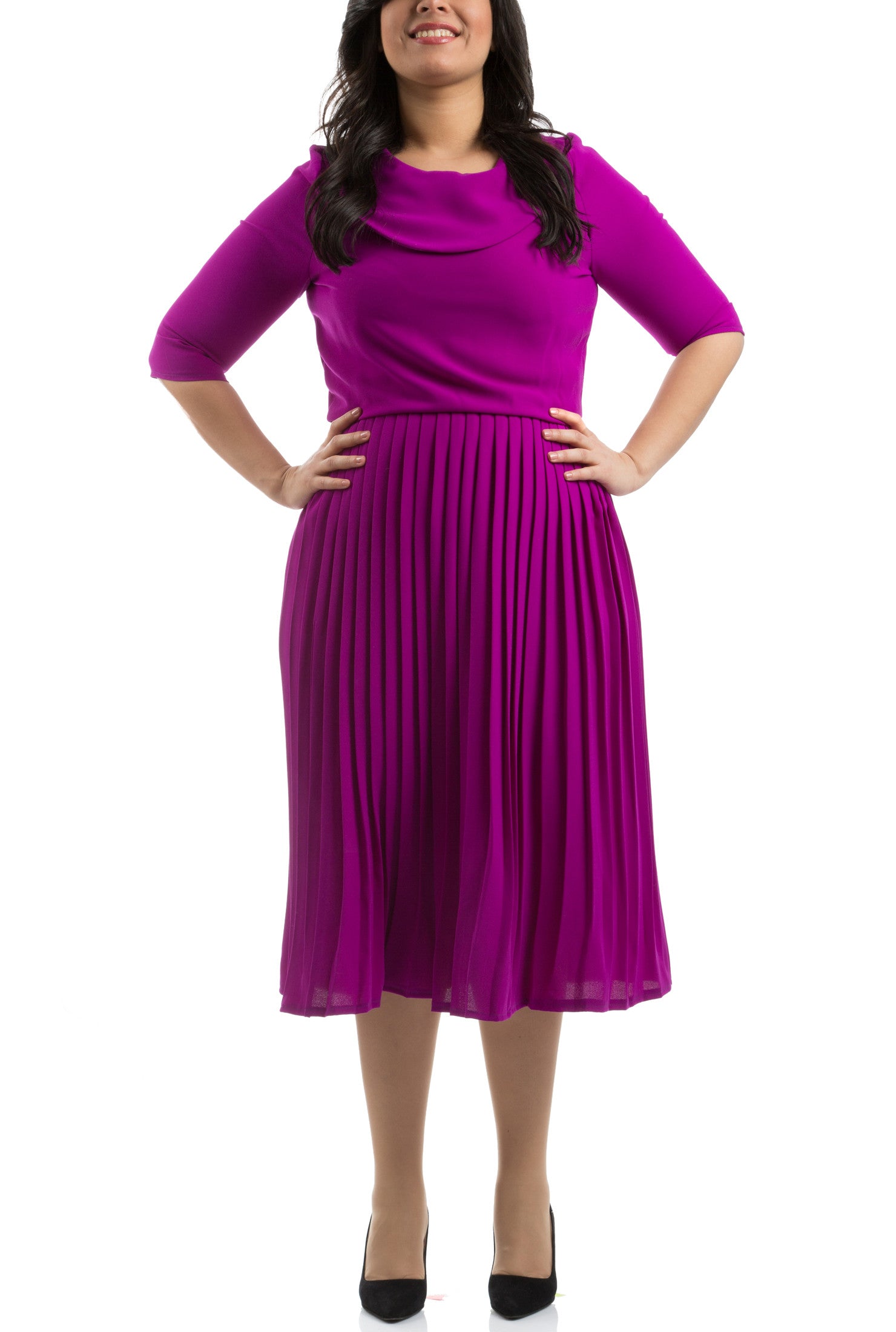 Accordion Pleated Dress - Purple