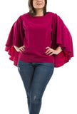 Butterfly Sleeves Blouse - Fuchsia
