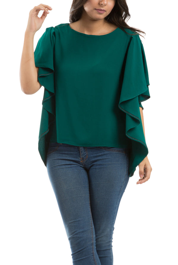 Butterfly Sleeves Blouse - Green