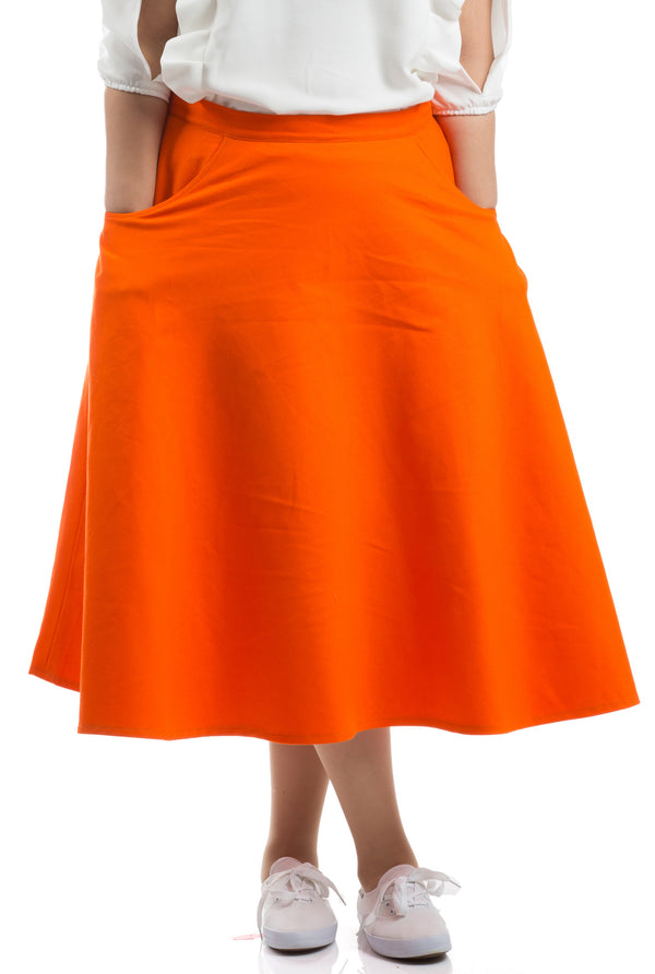 Cozy Denim Skirt - Orange