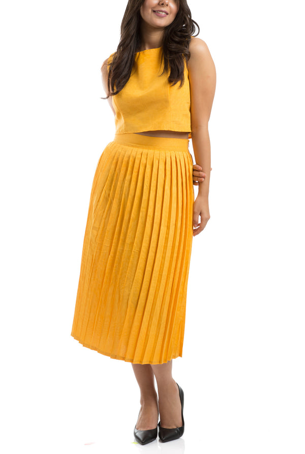 Midi Two Pieces Dress - Yellow