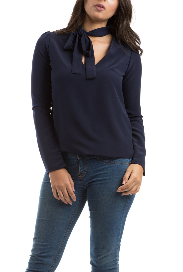 Necktie Blouse - Blue